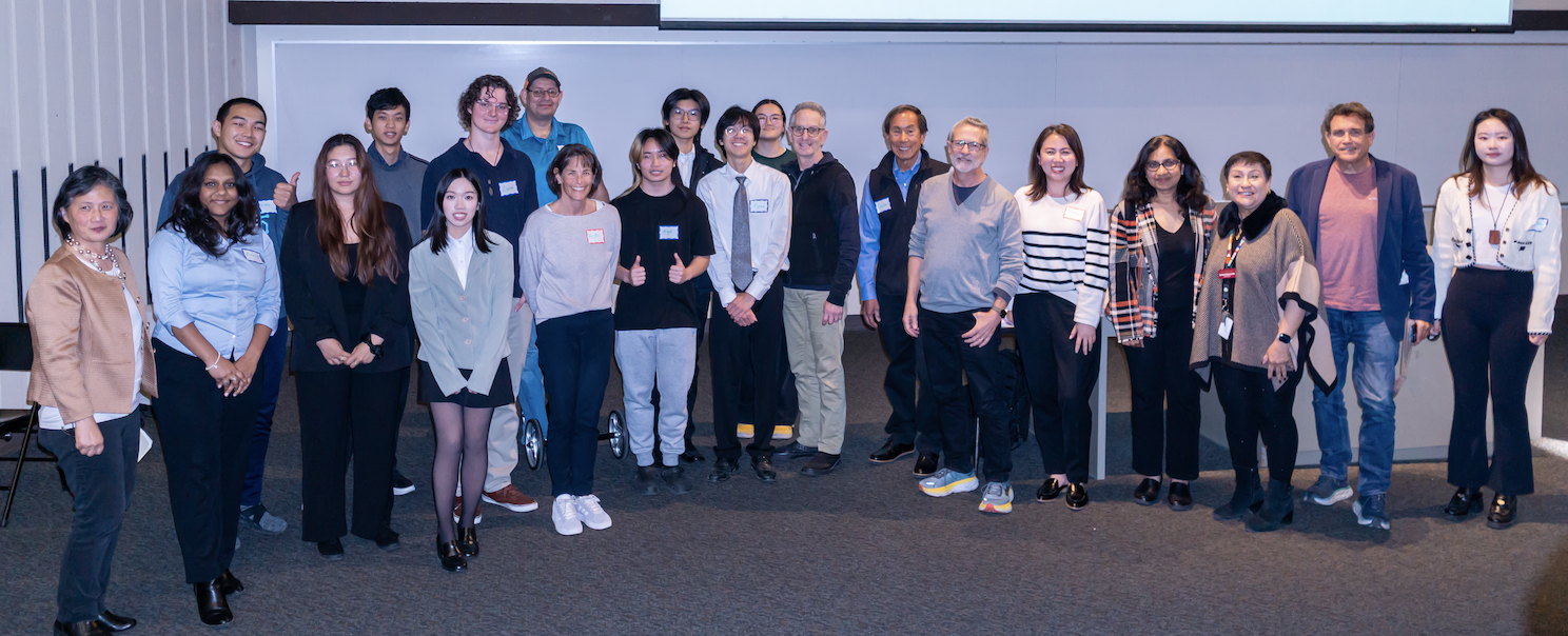 students at pitch event standing in group