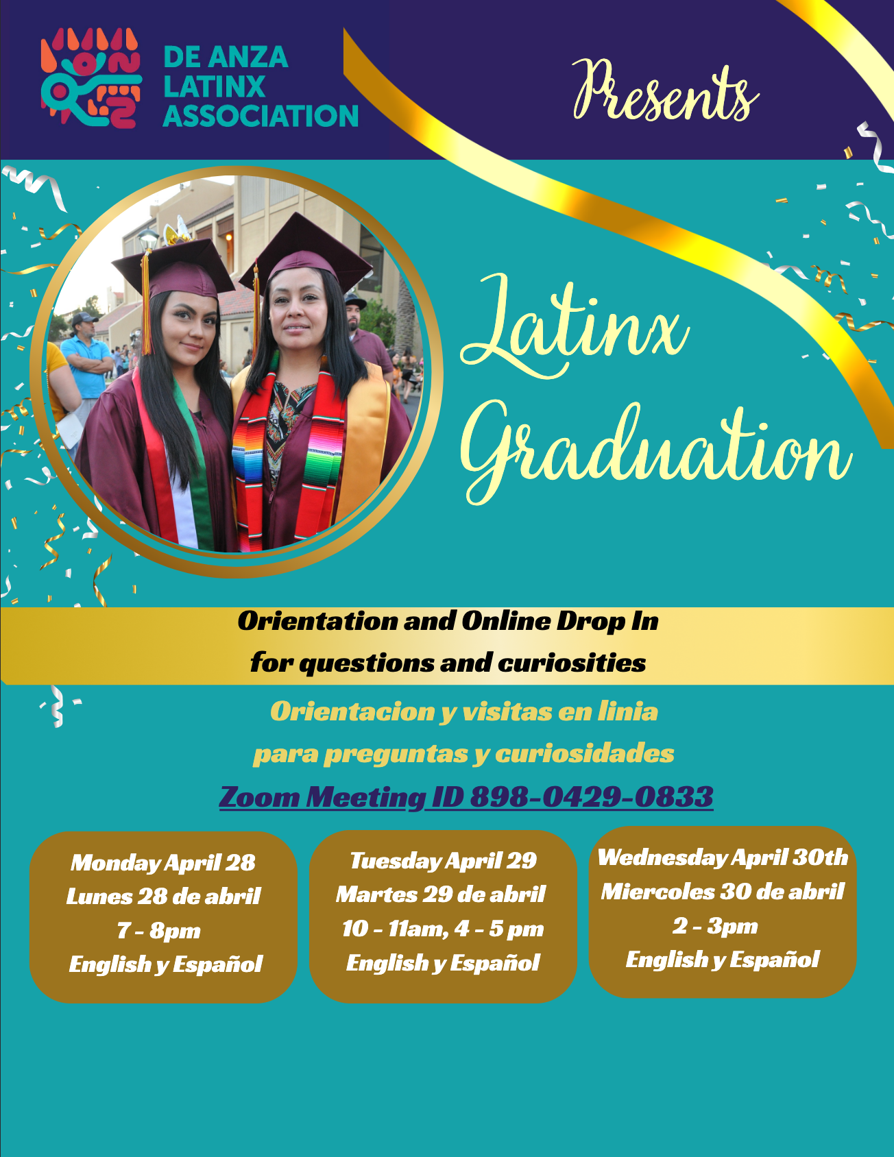 2025 Latinx Grad Zoom Session Information Flyer